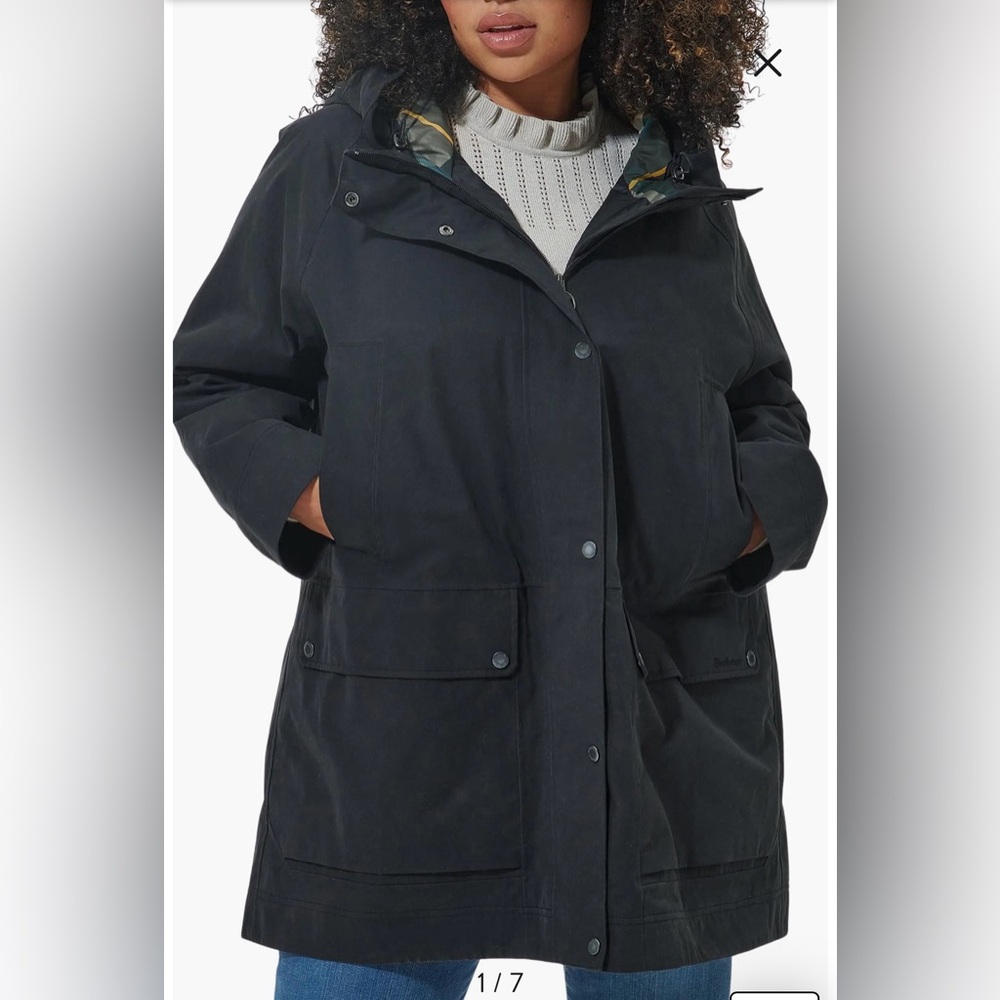 Barbour Women’s Black Raincoat, Size US 6, Waterproof